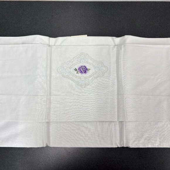 Vintage Embroidered Cotton Pillowcases - Set of 2 NOS The Bay Purple - Picture 4 of 8